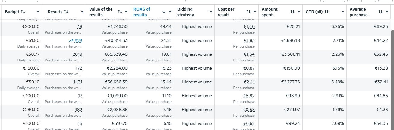 Meta Ads ROAS 49x small budget